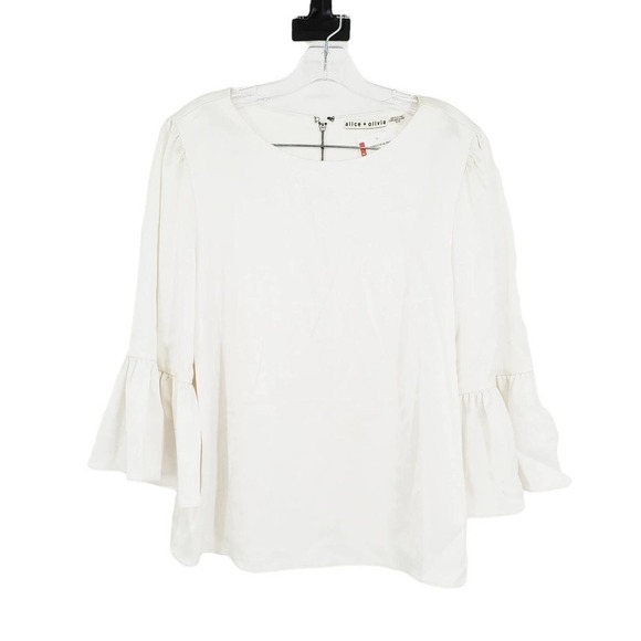 Alice + Olivia Bernice Ruffle Top Size X-Large Off White NEW WITH TAGS - Picture 3 of 6
